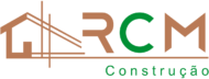 RCM Construção - Logotipo da RCM Construção com elementos gráficos de uma casa e o nome da empresa.